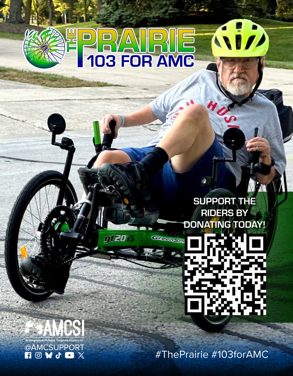 amcsupport's tweet photo. The Prairie 103 for AMC 🚴♂️💙
Mark is back on the road, riding to raise awareness for Arthrogryposis Multiplex Congenita (AMC) and support AMCSI!
Learn more & donate:
https://t.co/wCKYgeXimB
https://t.co/v2438BPEwE
#ThePrairie #103ForAMC #AMCStrong https://t.co/z7nufp3QuM