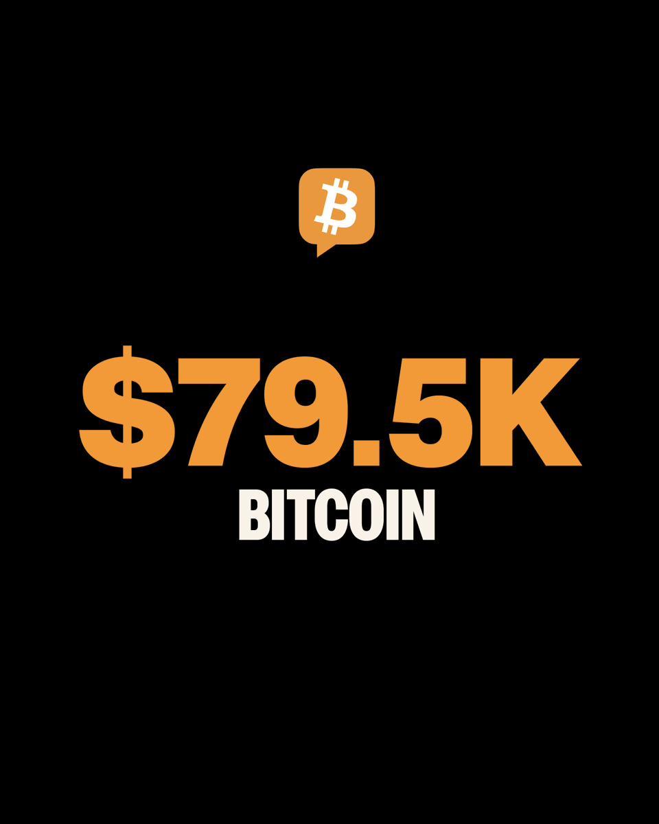 BitcoinNews's tweet photo. JUST IN: 🟠 #Bitcoin climbs back over $79,500 https://t.co/lb8w4BpqYE