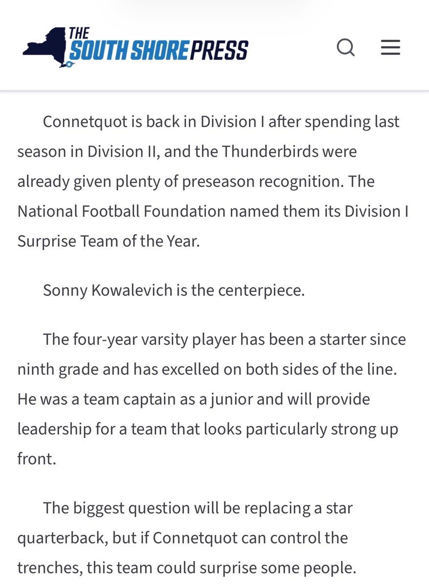 sonnypsk4's tweet photo. Thank you to @SSPNewsroom for featuring me as a key aspect of my team! 

“The Centerpiece” ‼️

@LIBLITZ @Connetquot_FB https://t.co/hJ0oxIKtoi