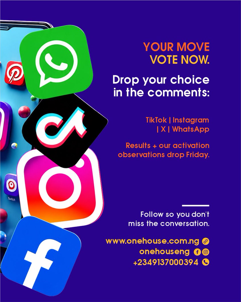 onehouseng's tweet photo. Which platform, comment below 👇
#OneHouseExperience #1DegreeAgency
#BrandFluency https://t.co/lfsHqnH8Xj
