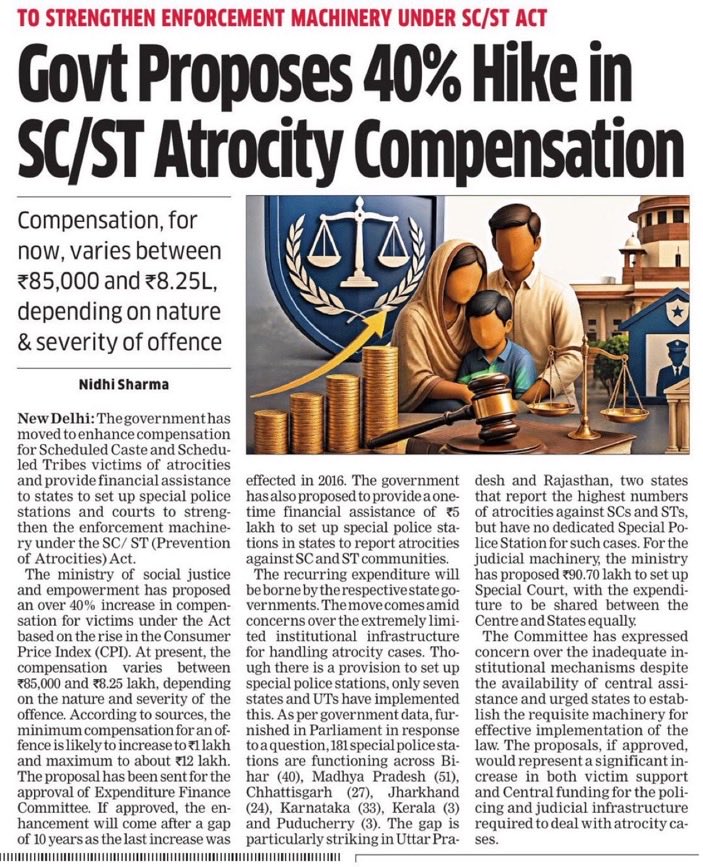 WitMistique's tweet photo. 🚨 Mathura, 2018. A chilling SC/ST Act case.

In 2018 (afterModi govt had made SC/ST act draconian and incentivised it) 

>An SC woman murdered her husband and framed a neighbouring Brahmin family under the SC/ST Act.

>The family was jailed and publicly humiliated. She received ₹8.5 lakh as compensation.

>She later kil!ed her 6 yr old son and framed the same family again.

>This time, she received another ₹4.5 lakh.

This is state-sponsored caste weaponisation.

And now Modi wants to increase the bounty amount on our heads to up to ₹12 lakh.

#StopMisuseOfSCSTAct