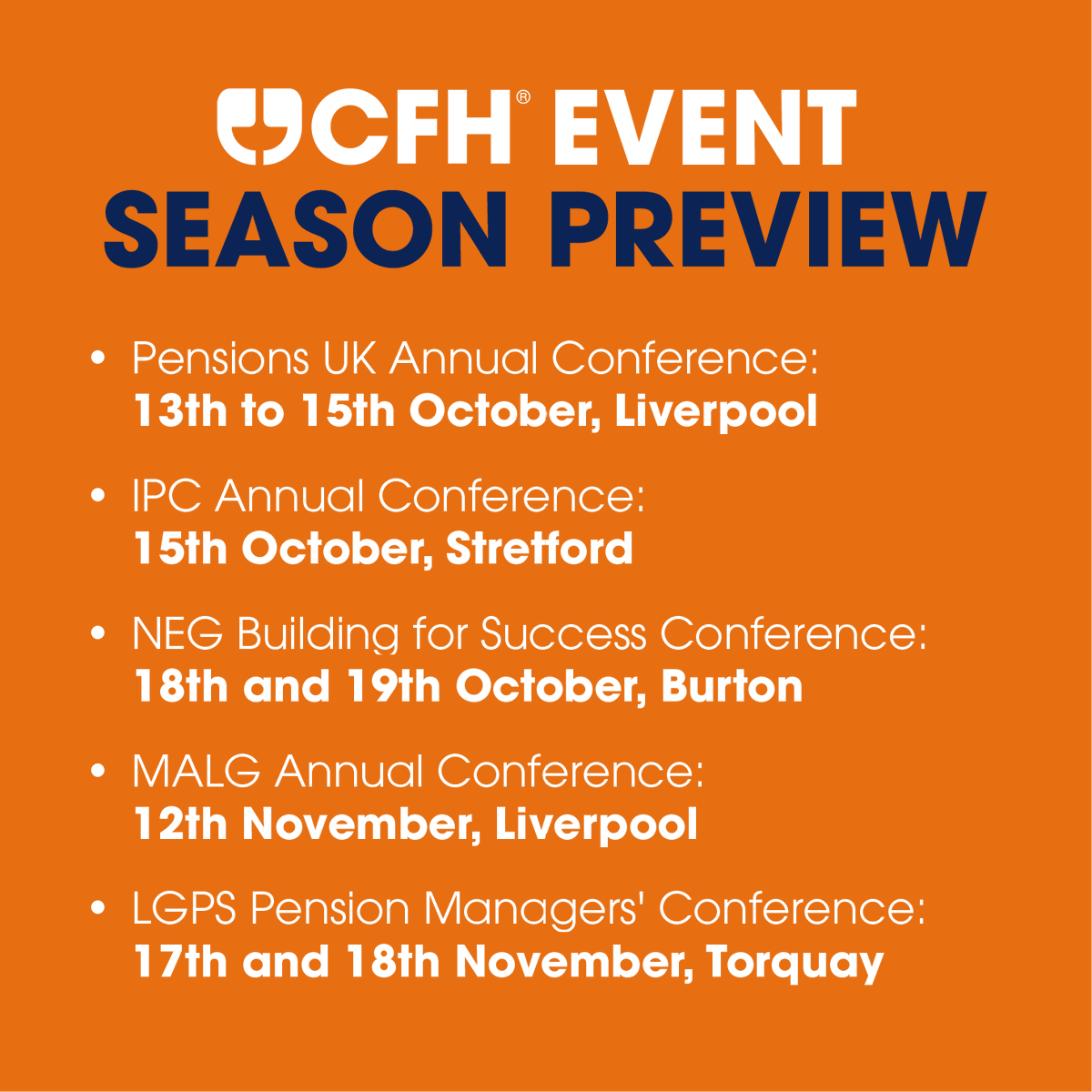 CFH_Docmail's tweet photo. The autumn event season is fast approaching - and we’re gearing up for a busy few months on the road! 📢

Our teams will be out across the UK, meeting the sectors we support every single day and showcasing the latest innovations in hybrid mail, managed communications and much more ✨

Let’s talk smarter, faster, more secure communications - see you there! ⭐

#CFH #Events #HybridMail