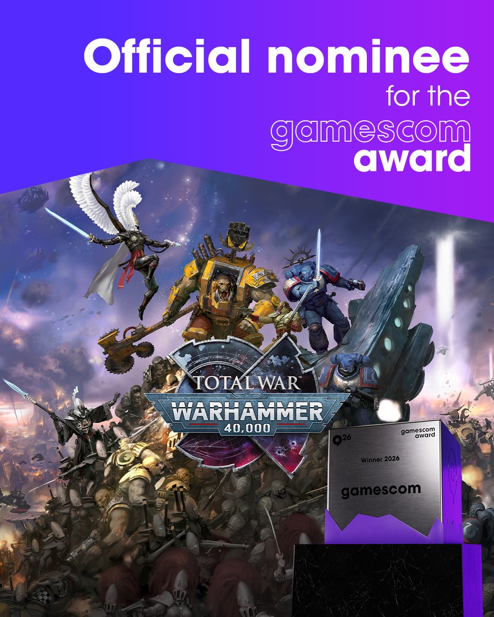 SEGA's tweet photo. The @gamescom awards nominations are IN… and we’ve got some serious contenders!

🛰️ Alien: Isolation 2: Best Visuals, Best Audio, Best Gameplay and Best PC Game.
🤜 STRANGER THAN HEAVEN: Most Epic and Best Microsoft Xbox Game.
🔥 Total War: WARHAMMER 40,000: Most Epic and Best PC Game.

Voting opens August 26 at 9am CEST! Let’s do this🏆