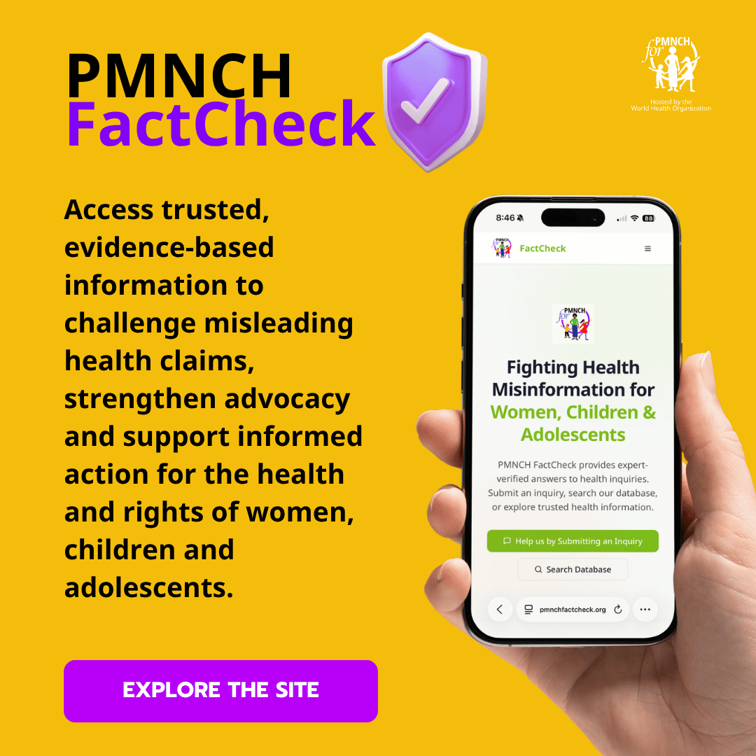 PMNCH's tweet photo. Misinformation can shape health decisions and undermine access to evidence-based care.

Access expert-reviewed evidence to verify health claims, challenge harmful narratives and support informed action for women, children and adolescents.

🔎 https://t.co/Lg8Cyw80Gm https://t.co/DLw6QfDiwo