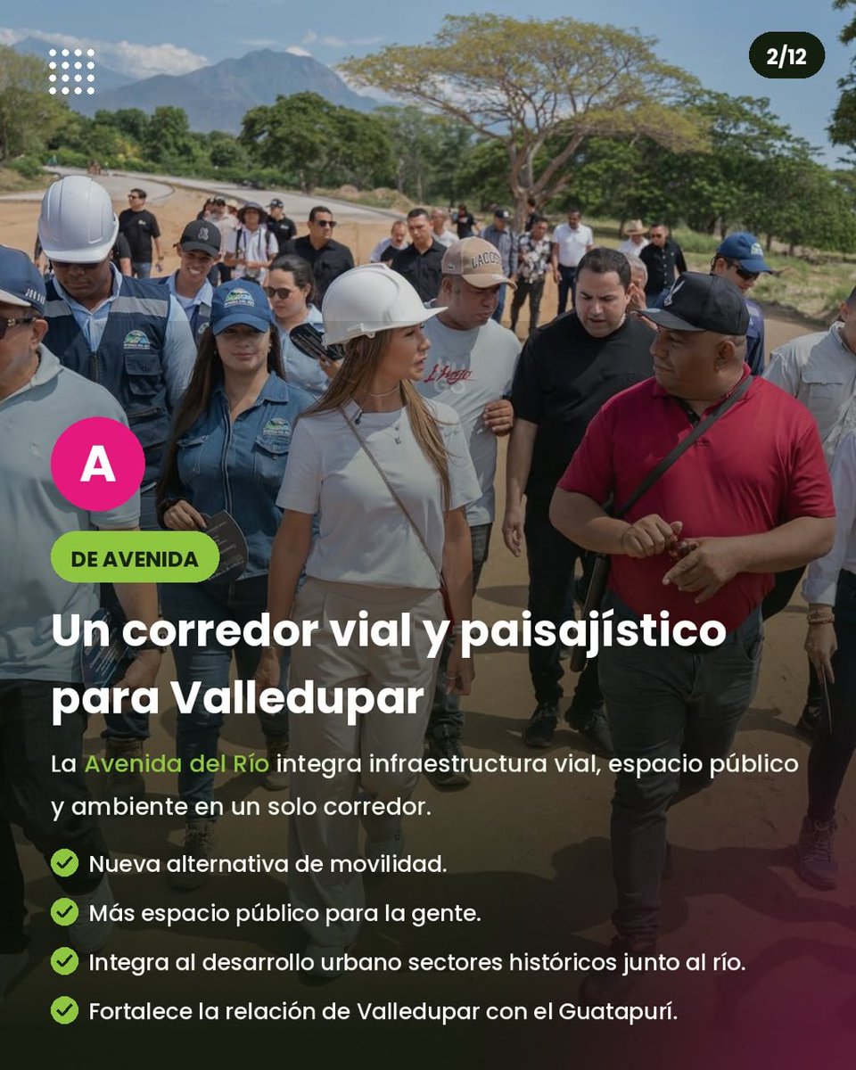 GobdelCesar's tweet photo. Te contamos el ABC de una obra emblemática para el avance de Valledupar: la Avenida del Río. Desliza y conócela

🧵 https://t.co/QKggE13zN9