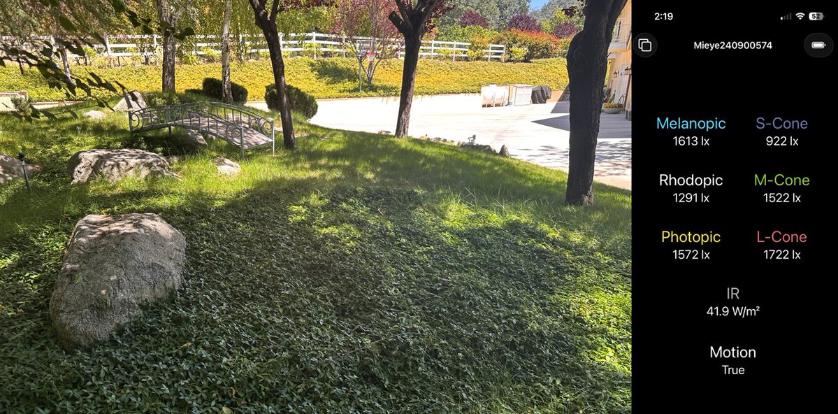 RogerSeheult's tweet photo. Which has more Infrared light?
Left: outside under a tree in the shade
Right: inside with one whole wall full of windows

Left: 41.9 W/m2
Right: 0.077 W/m2

This is why it is important to get outside. https://t.co/cgLEpHzU1x