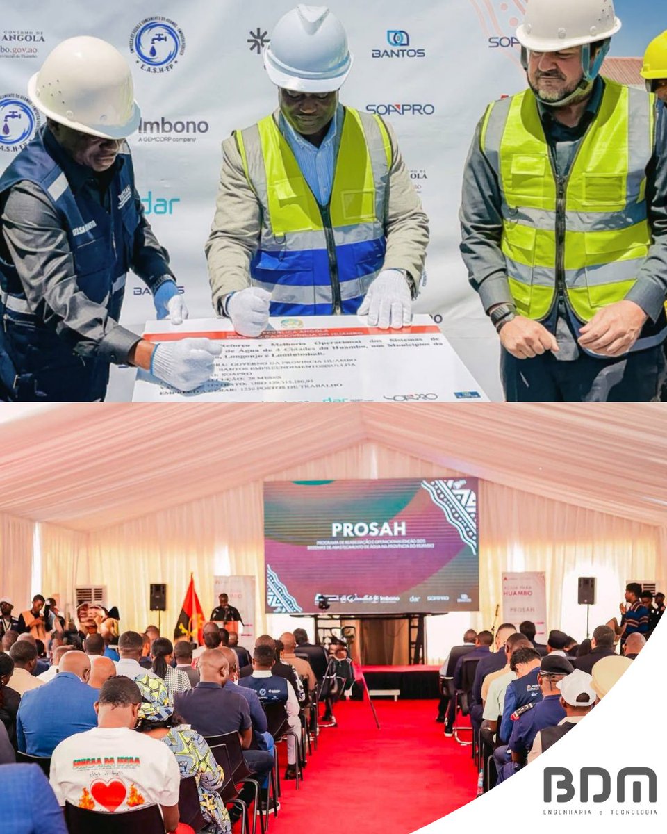 oscartcf's tweet photo. No dia 21 de Agosto, a BDM Engenharia e Tecnologia marcou presença, na Caála, província do Huambo, no lançamento do PROSAH – Programa de Reabilitação e Operacionalização dos Sistemas de Abastecimento de Água da Província do Huambo.

A iniciativa representa um importante avanço no reforço das infra-estruturas de abastecimento de água, com intervenções previstas ao longo de toda a cadeia do sistema, desde a captação e tratamento até à reserva e distribuição às famílias e instituições.

No âmbito deste projecto, a BDM Engenharia e Tecnologia assume a responsabilidade pela elaboração do projecto, contribuindo com a sua capacidade técnica e experiência para o desenvolvimento de soluções adequadas às necessidades das comunidades e aos objectivos definidos para a província.

A participação neste empreendimento reforça o compromisso com o desenvolvimento de infra-estruturas essenciais, com a melhoria das condições de vida das populações e com o desenvolvimento sustentável de Angola.

#bdmengenhariaetecnologia #prosah #huambo #caala #engenharia #agua #abastecimentodeagua #infraestruturas #desenvolvimentosustentavel #angola #oscarfernandes