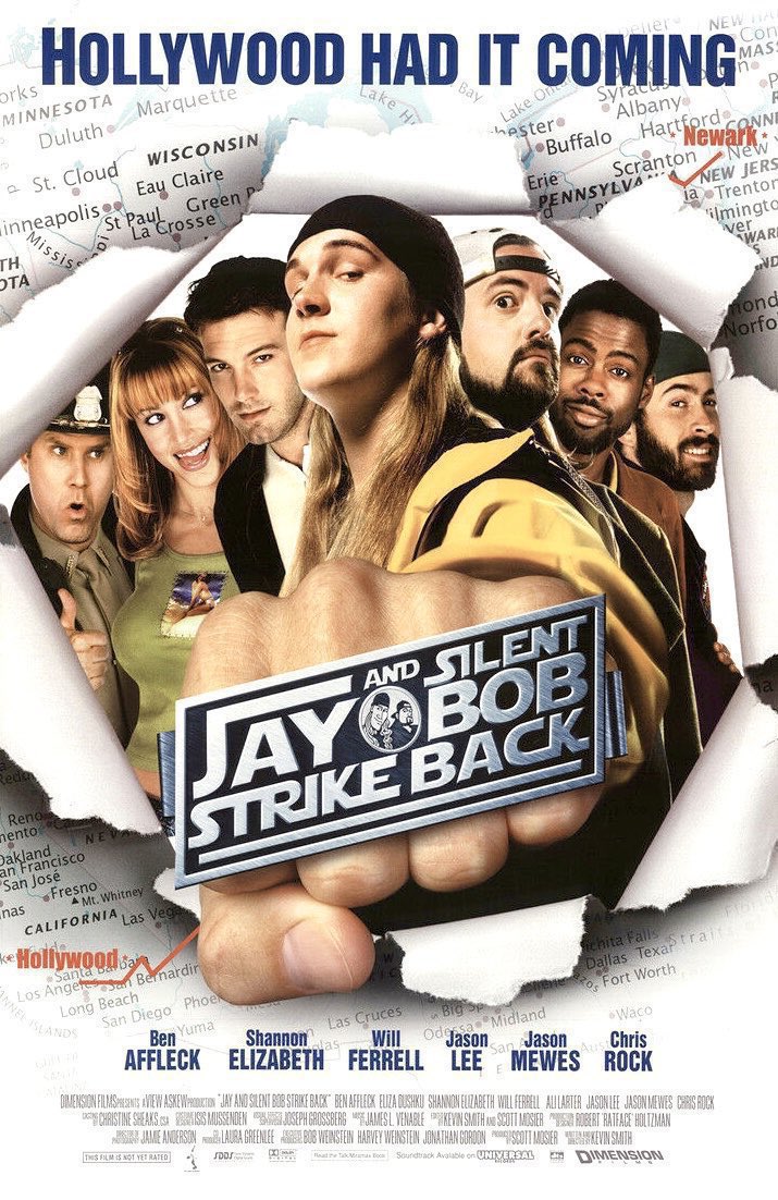 FilmNewsNos's tweet photo. 🎬MOVIE HISTORY: 25 years ago today, August 24, 2001, the movie ‘Jay and Silent Bob Strike Back’ opened in theaters!
@JayMewes #KevinSmith #ShannonElizabeth #ElizaDushku #AliLarter #JenniferSchwalbach #CarrieFisher #WillFerrell #JasonLee @MarkHamill #BenAffleck #ChrisRock https://t.co/blWorD12Bw