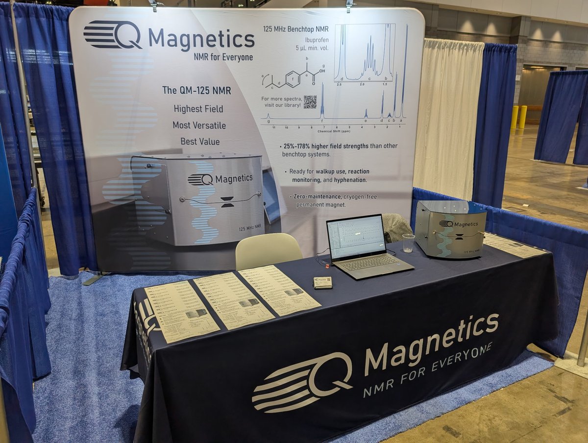 QMagnetics's tweet photo. Live from @AmerChemSociety. Come check out the QM-125, highest field benchtop NMR at Booth #544!

🧲Monday, August 24th 11am - 5pm
🧲Tuesday, August 25th 11am - 5pm
🧲Wednesday, August 26th 10am - 2pm

#ACSFall2026 #ACS #NMR #NMRchat #BenchtopNMR #QM125 #NMRspectroscopy #Chemistry #Organicchemistry #Analyticalchemistry