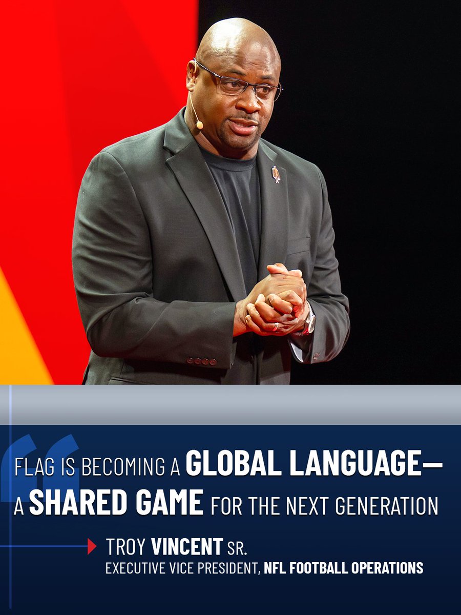 TroyVincentSr's tweet photo. With flag football, we’re building a world where football is for everyone, everywhere. It’s for girls like my granddaughters, who will have access to opportunities (like high school competitions, college scholarships, and NCAA championships) that my daughter didn’t at their age. It’s for 20 million players in 100 countries that are seeing funding and government backing that they might never have accessed without Olympic status.

We're just getting started. The future of our game is flag, and it's global.
https://t.co/h1ryM2eeTs

@IFAFMedia @nflplayfootball @NFLFLAG