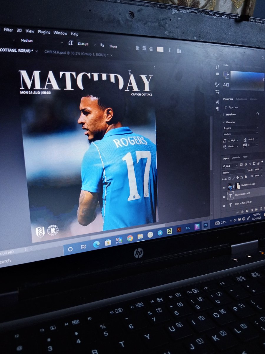 heissigil's tweet photo. Did a quick design on my club. More like a rebrand for Chelsea. It's Matchday 
Fulham vs Chelsea 💙. Let's go boys 
#chelsea #design #sports https://t.co/MoVmoOXA0c