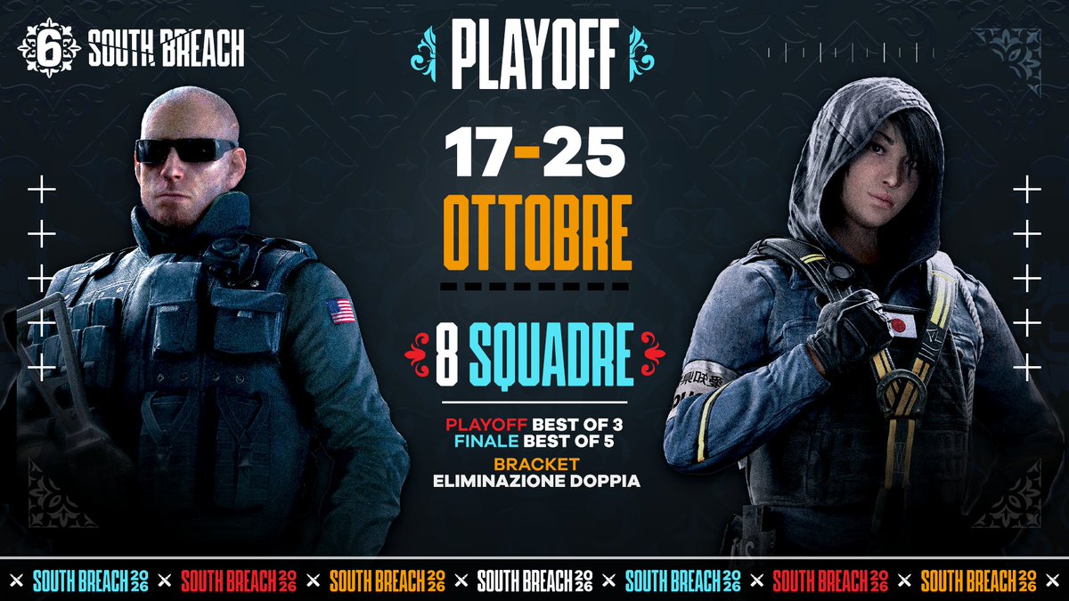 Rainbow6IT's tweet photo. E alla fine incoroneremo i Campioni 👑

Tutti gli incontri si disputano al meglio delle tre mappe (Bo3), mentre le finaliste si sfideranno in una finale al meglio delle cinque mappe (Bo5) per decretare il campione!

📅 17-19 &amp; 23-25 ottobre https://t.co/1h0MLdgESu