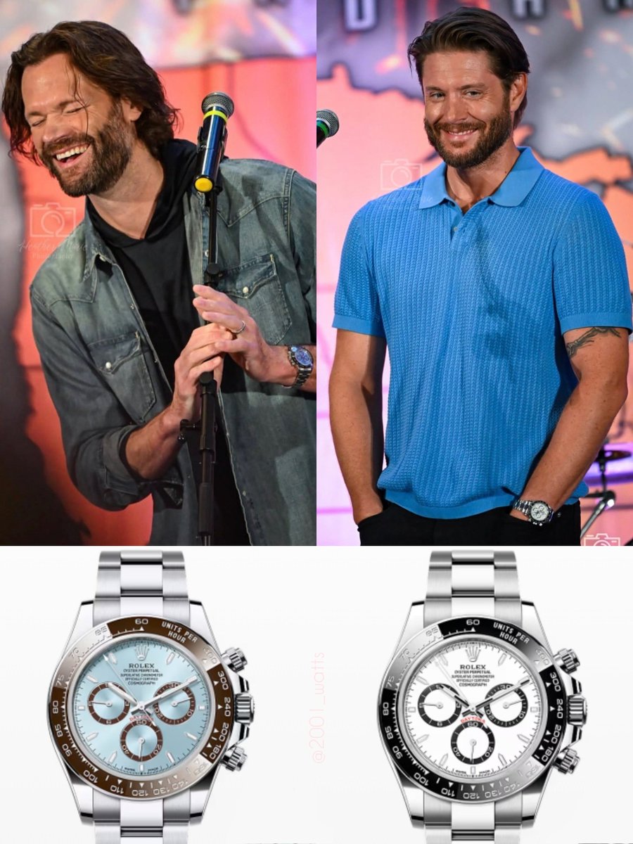 2001_watts's tweet photo. Jared and Jensen both wearing the Rolex Daytona is so hot to me https://t.co/HzrpLrVQ87