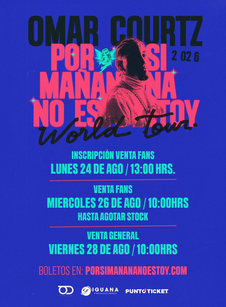 IguanaCL's tweet photo. 💕 POR SI MAÑANA NO ESTOY…✨ ¡SE ACABÓ LA ESPERA!

¿Qué vas a hacer el 6 de diciembre? 👀 Porque nosotros ya sabemos, perrear con Omar Courtz en el Movistar Arena junto a todos sus bellakit@s💘

#OmarCourtz #PorSiMañanaNoEstoy #WorldTour2026 #MovistarArena #Chile https://t.co/dWAEa2ss0W
