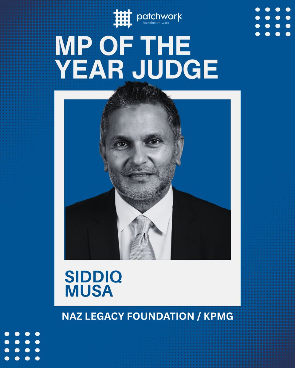UKPatchwork's tweet photo. 🏛️ MP of the Year Judge Spotlight: Siddiq Musa.
The first senior Muslim partner at KPMG and a tireless mentor to young people across the UK, Siddiq's commitment to social mobility makes him a brilliant addition to our panel.
#MPoftheYear #PatchworkFoundation #JudgeSpotlight https://t.co/mfTyLwdx47