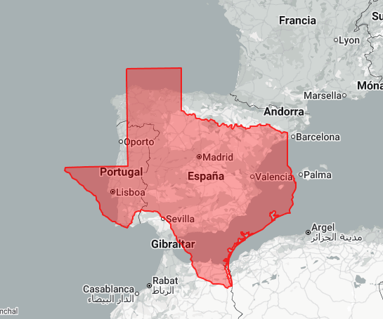 yonataalm's tweet photo. Texas looks significantly more modest in size over Southern Europe than over Central Europe. https://t.co/7Dihpdm7f8