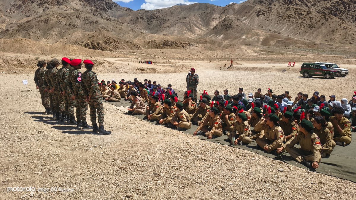 NCCGPHQSRINAGAR's tweet photo. WOMEN SOLDIERS OF MILITARY POLICE INSPIRE NCC CADETS AT LEH

NCC cadets of 1 Ladakh Bn NCC, Leh, interacted with Women Soldiers of the Military Police, who counselled them on career opportunities in the Indian Army. The session highlighted avenues for skill enhancement, professional growth and empowerment through military service.

#NCC #IndianArmy #WomenEmpowerment #Ladakh
@NorthernComd_IA @adgpi @HQ_DG_NCC @NCCDteJKL @SpokespersonMoD
@lg_ladakh
@firefurycorps