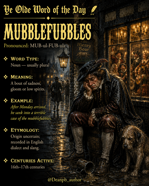 deanpb_author's tweet photo. Ye olde word of the day -  Mubblefubbles   

It's Monday, so how many of you have a bout of the mubblefubbles? 😂 

#workcommunity #OldWordOfTheDay #OldWords #WordOfTheDay https://t.co/dNX4g7NWrx