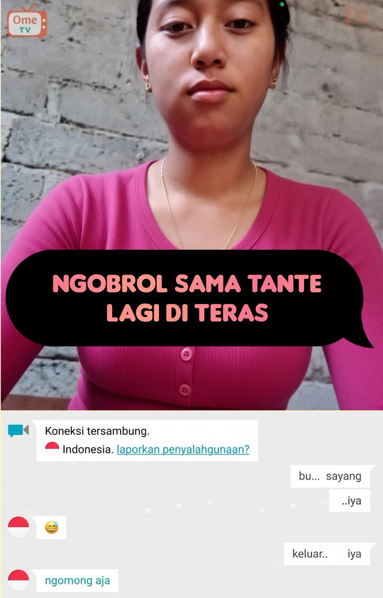 MemeOmeTv's tweet photo. (ome tv) ngobrol sama tante lagi di teras, katanya ngomong aja, baik orangnya https://t.co/kj382WXd4b
