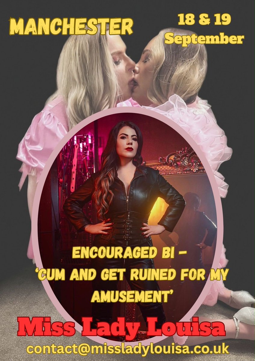 MissLadyLouisa's tweet photo. Manchester toys I am visiting on the 18th and 19th September and looking forward to being entertained with some slutty Bi fun. 😈💦 https://t.co/0CHWjXytcX