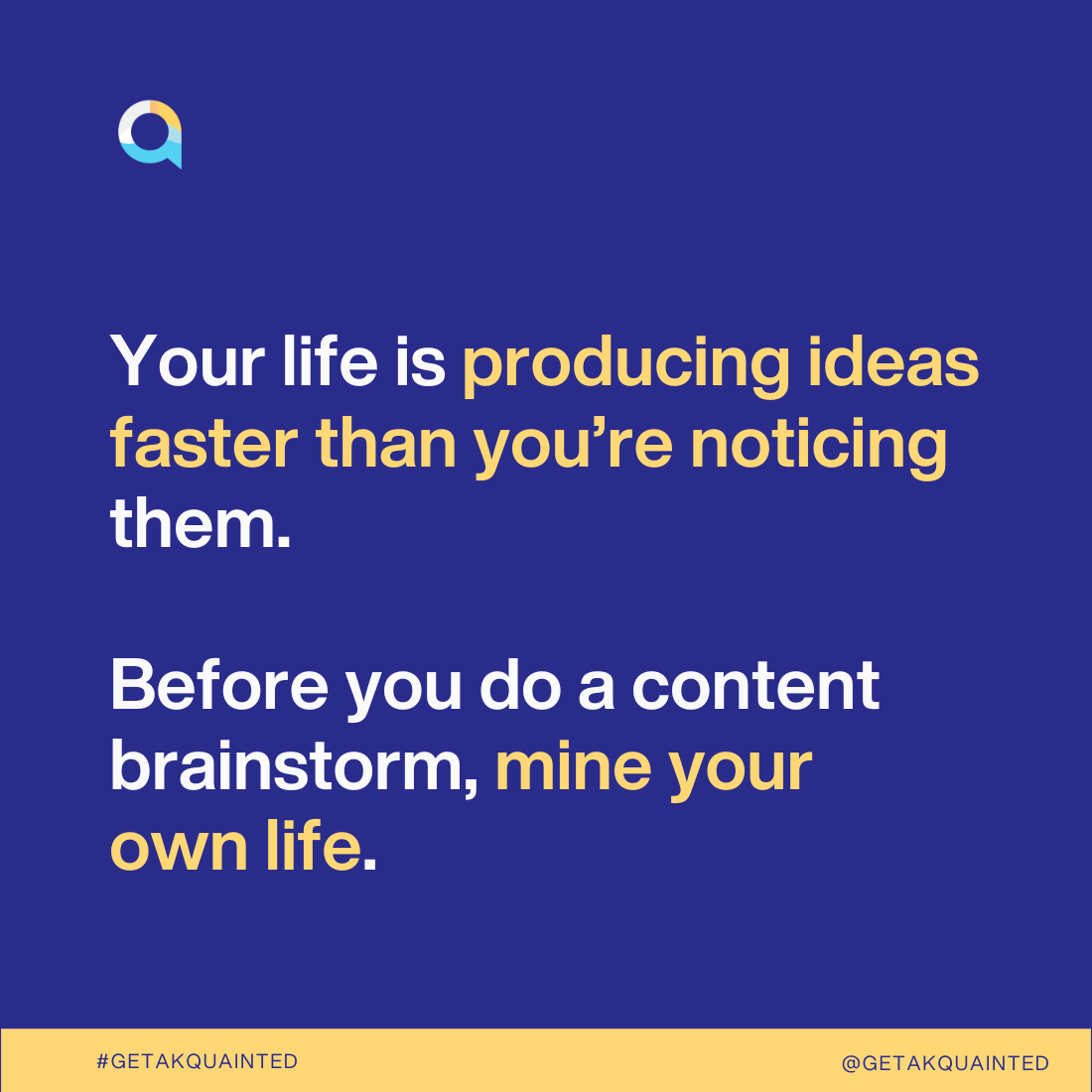GetAkquainted's tweet photo. For the record: you had several content ideas today. You just called them “things that happened.” https://t.co/GEh16jW6Ku
