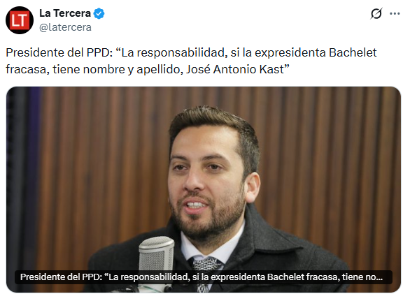 Iherreraa's tweet photo. Ah, claro, si Bachelet no es elegida en la ONU la culpa es de Kast.  Estos zurdos siempre le echan la culpa a otros y  nunca  a si mismos.  A Bachelet no la eligieron por ser una zurda que apoya las dictaduras de izquierda.  Punto. https://t.co/B1Qb2agtPU