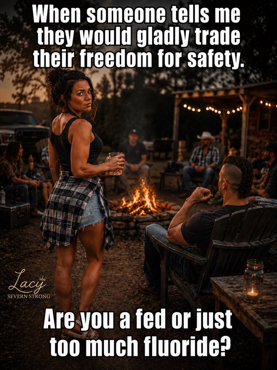 krajkovy's tweet photo. The second someone says they’d trade freedom for safety…
#SevernStrong #CountryHumor https://t.co/HW2rcaKD9W