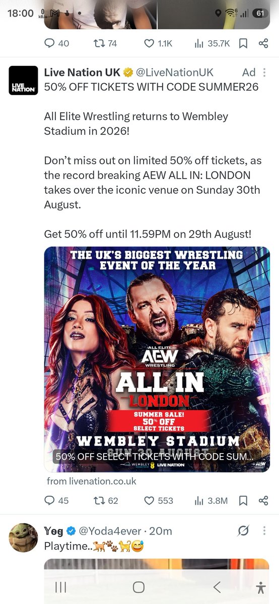 Wayne_R74's tweet photo. @achxdha @colemanb1975 You can get 50% off All In tickets at the moment. https://t.co/LFgHJdKWdS