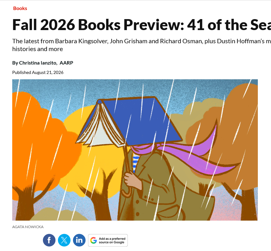 RegalHouse1's tweet photo. So excited to see 20 OVER 60 featured in @AARP 's "Fall 2026 Books Preview: 41 of the Season’s Top Reads"  Congrats, David and Beth, and all the wonderful contributors! https://t.co/GlPYVi2qMO https://t.co/bZbg9RHLFy