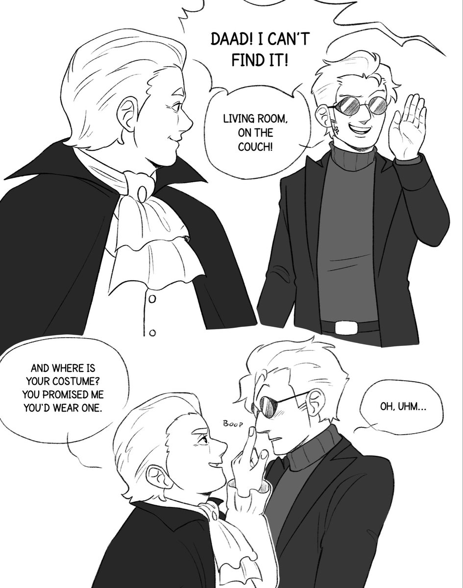 cesiscribbles's tweet photo. Halloween with the ineffable family! 🎃🧛🏻🦖🐈‍⬛

Part 1 (1/2) https://t.co/P4D0tagpR6