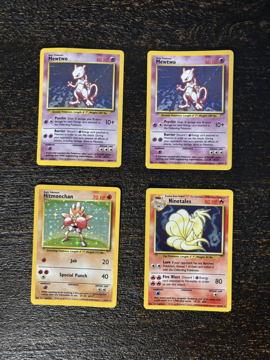 Johnacos1's tweet photo. Let’s launch this! 🚀

🚨 Consignment sale!

Base holos!

Mewtwos - Damaged $9 each 👽👽
Chan - MP $9 🥊
Tales - MP $13 🦊 https://t.co/1CjDJ4mu63