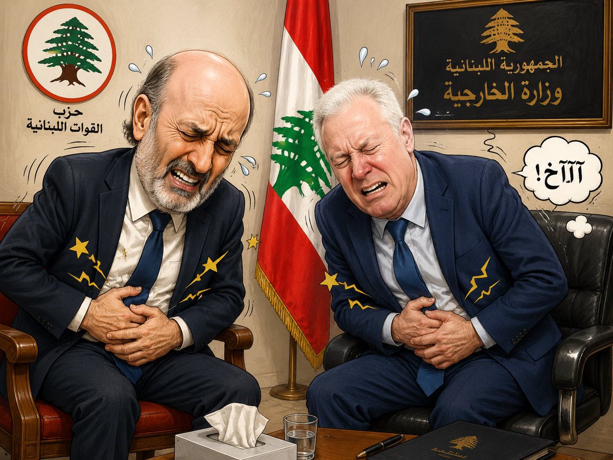 Realonoff's tweet photo. حالات مغص وإمساك في معراب!

رُصدت حالات مغص وإمساك وإصابات بـ«ارتجاجات» داخل مقر حزب القوات اللبنانية في معراب، الذي يرأسه الدكتور سمير جعجع، على خلفية قرار المدير العام للأمن العام، اللواء حسن شقير، منح السفير الإيراني السابق في بيروت، محمد رضا شيباني، إقامة مجاملة لمدة ستة أشهر.

ويأتي ذلك بعدما سبق لوزير الخارجية يوسف رجي أن اعتبر شيباني شخصاً غير مرغوب فيه، وطلب إليه مغادرة الأراضي اللبنانية في أسرع وقت، بعدما رفض رجي تحديد موعد له لتسليم أوراق اعتماده.

أما النتيجة التي وصل إليها جعجع و«القوات» ورجي، فسببها، ببساطة، قلّة المعرفة والدراية بأبسط القوانين والإجراءات اللبنانية.