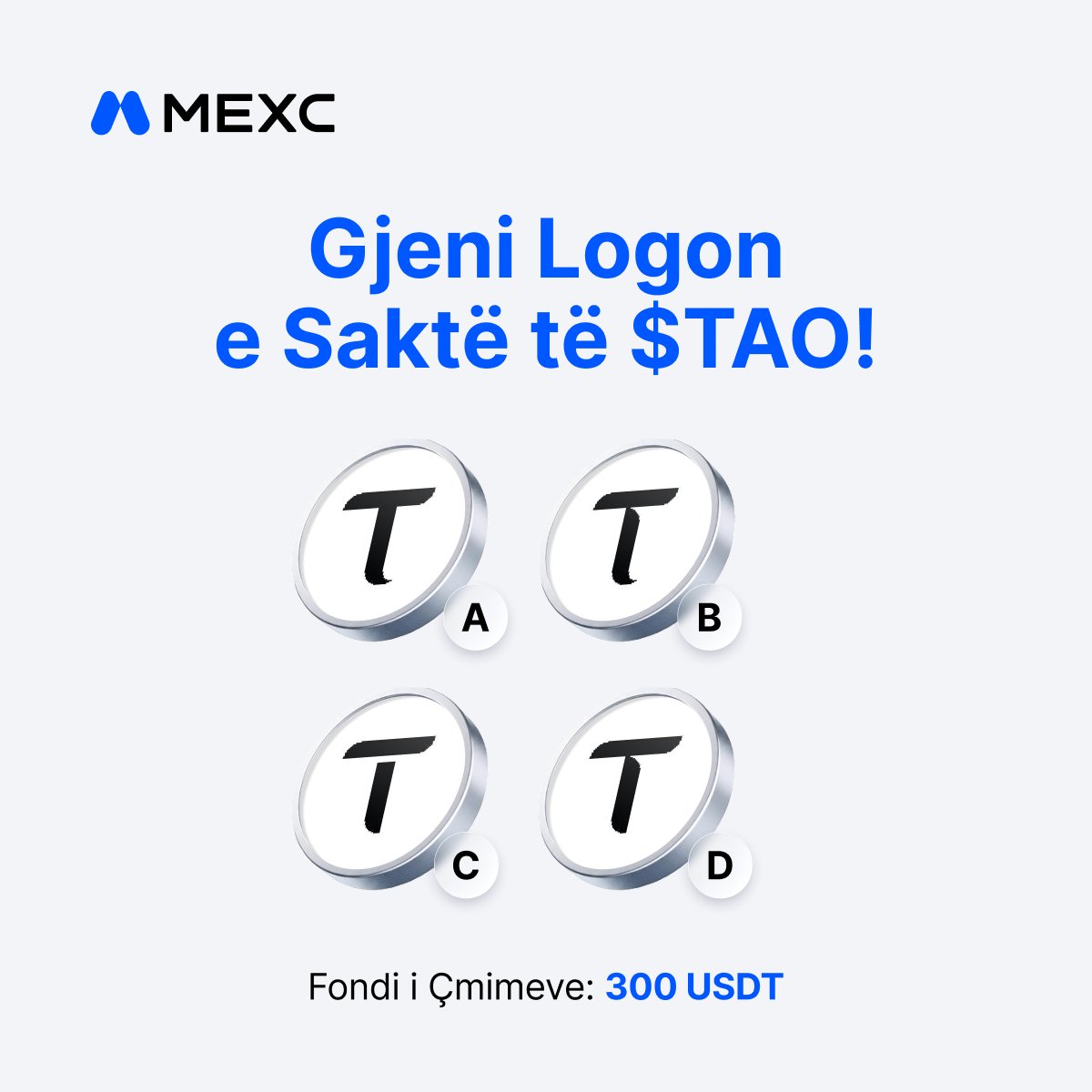 MEXCAlbania's tweet photo. 🇦🇱 $TAO x MEXC Albania Giveaway është LIVE! 🚨

🎁 300 USDT në lojë!
🏆 15 fitues × 20 USDT

👀 A mund ta gjeni logon e fshehur të $TAO?

Si të merrni pjesë:
1️⃣ Gjeni logon e fshehur të $TAO 🔎
2️⃣ ❤️ Bëni Like + 🔁 Repost
3️⃣ 📝 Dërgoni pjesëmarrjen tuaj: https://t.co/2Xylihg3eP

⏳ Mbyllet më 1 shtator 2026

🇦🇱 Shqipëri, radha është e juaja!
🚀 Gjeni logon. Merrni pjesë. Fitoni USDT!

#MEXC #MEXCAlbania #Giveaway #Crypto #Bitcoin #USDT #Airdrop #Kripto #KomunitetiKripto #Shqipëri