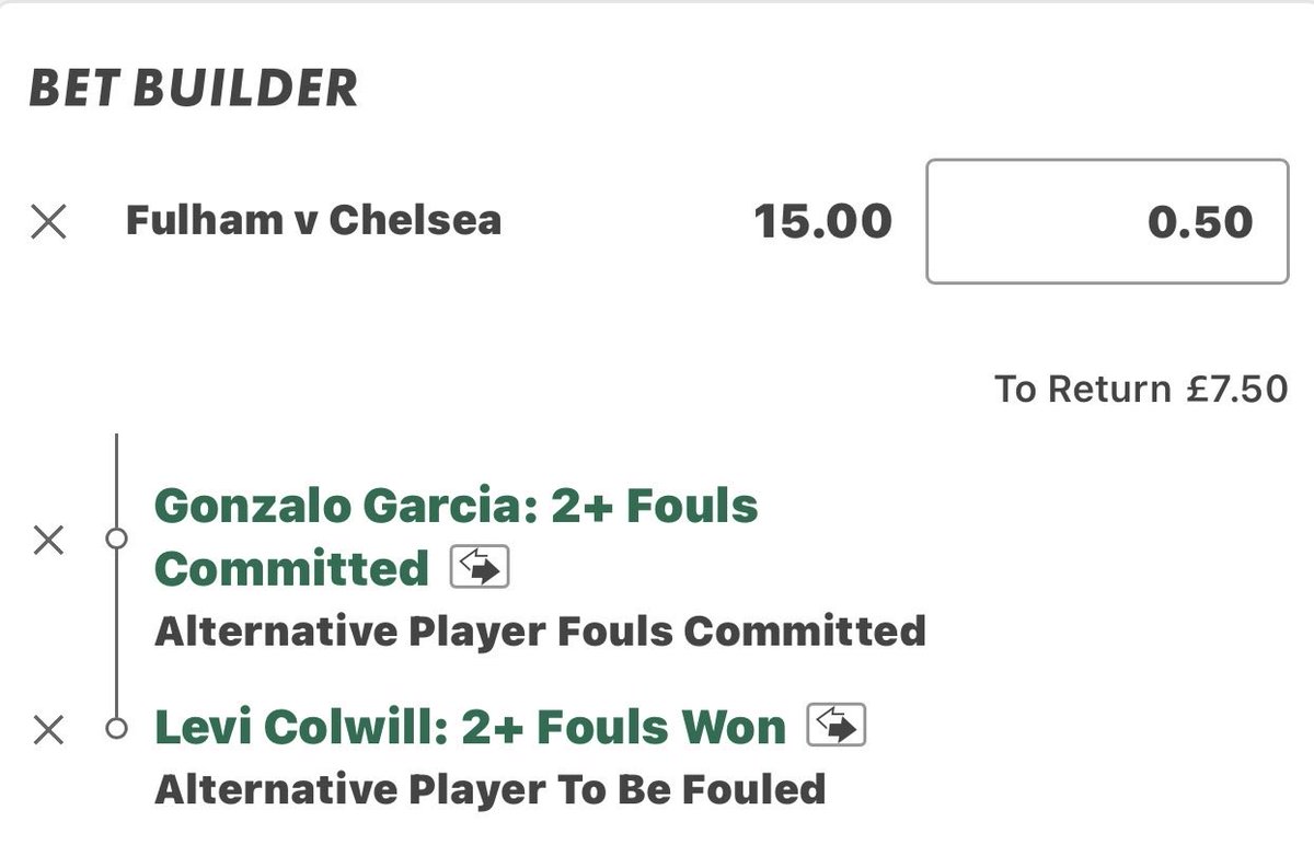 ArvoTips's tweet photo. ⚽️Fulham V Chelsea Bet Ladder🪜

📚 Bet365

2 units @ 2.62 
0.5 units @ 15.0
0.25 units @ 91.0

Looks too big of a price here! https://t.co/RDdmhzwJFR