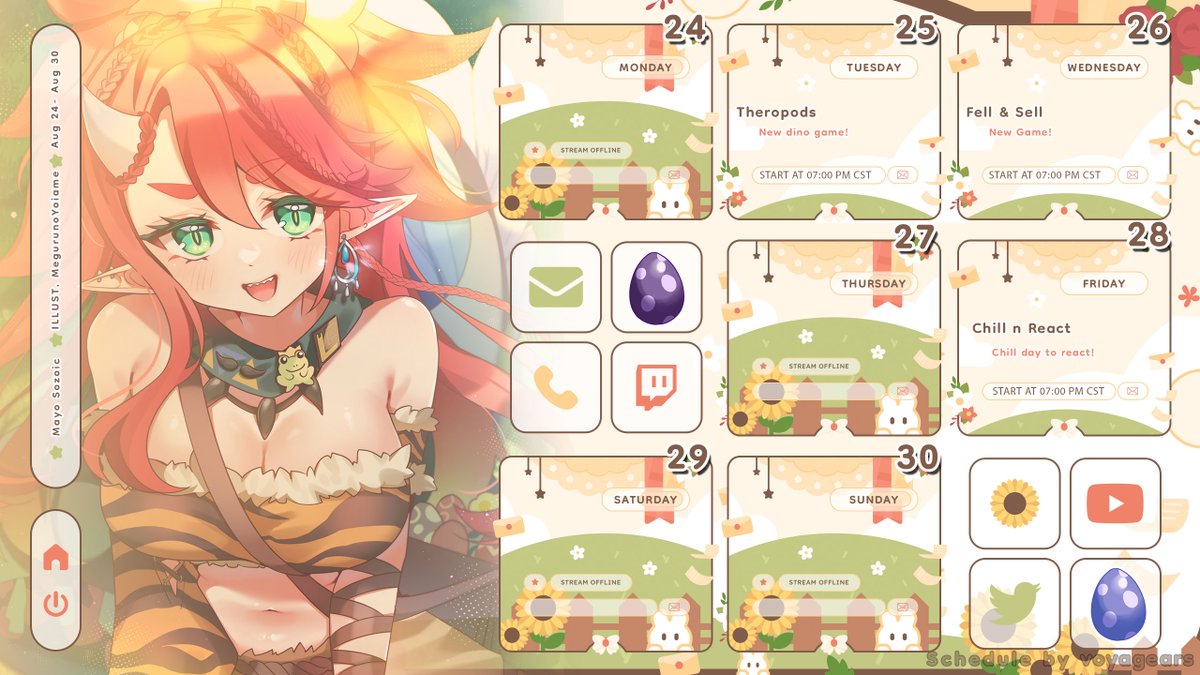 MayoSozoic's tweet photo. [ Schedule 08/24 - 08/ 30] 🦖🥚

New Game week!
We got Theropods and Fell &amp; Sell this week!
Then we chill out with some reacts to end off the week! https://t.co/BKSrYC0Yqy