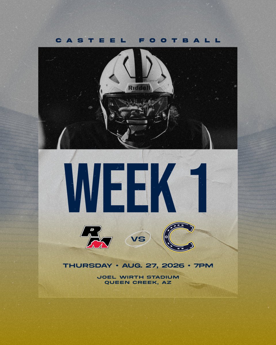 CasteelFootball's tweet photo. It's finally Game Week! 
The Colts take on Red Mountain on Thursday night! The matchup is this week's @Fiesta_Bowl HS Football Showdown and will be televised live on @CW7Arizona! 
#PoundTheRock
@JoeBushman5 @CasteelAthletic @CUSDAthletics @CrisVossPhoto @Teesmithjrone https://t.co/sALldCpMux