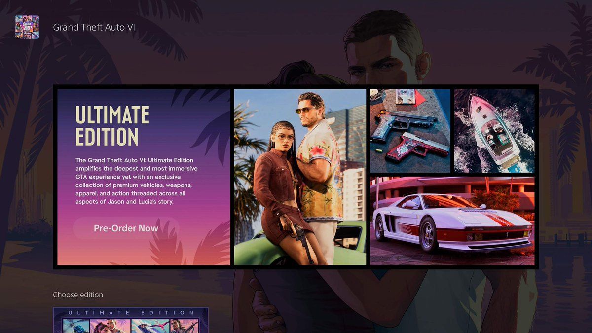 videotech's tweet photo. Rockstar updated the #GTAVI page on the PlayStation Store to include a new ultimate edition banner in preparation for the surge of pre-orders this Thursday. https://t.co/HdZXoZSG1m