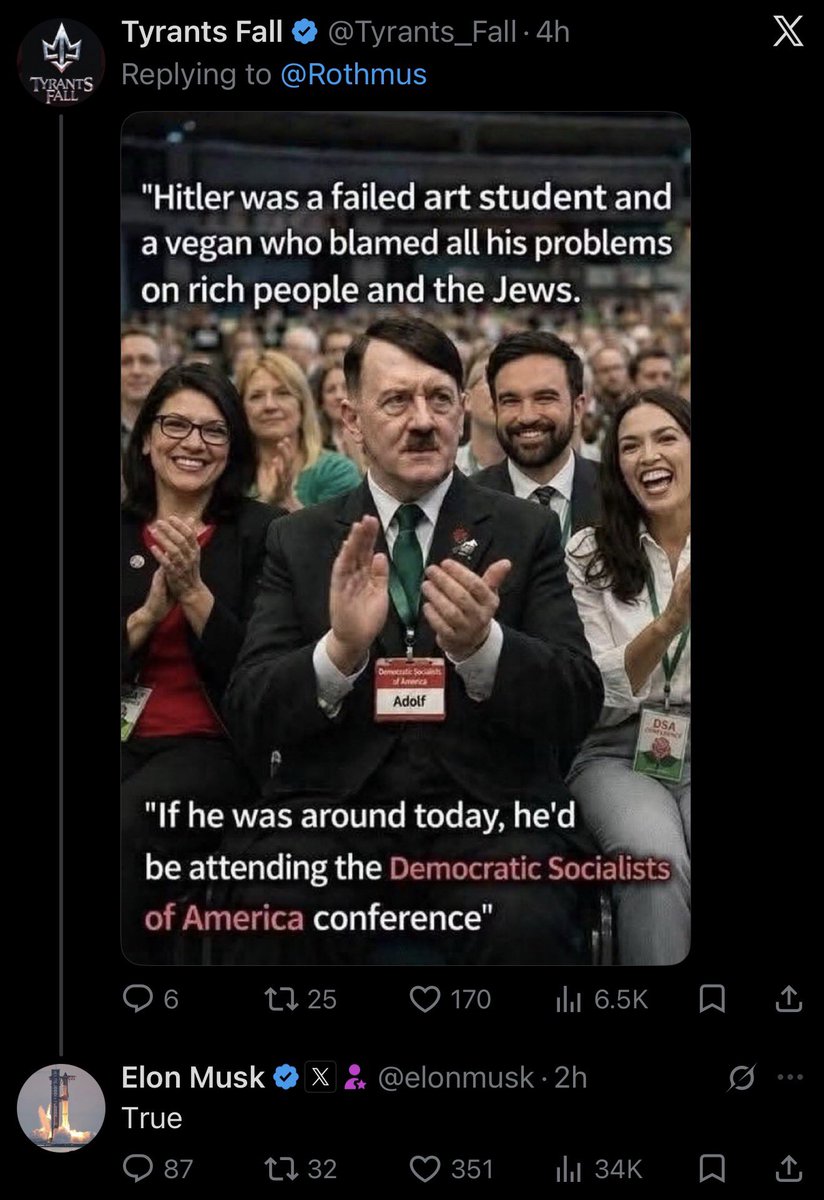 esjesjesj's tweet photo. Elon’s doing literal Nazi propaganda yet again https://t.co/ew0tsa9rRR