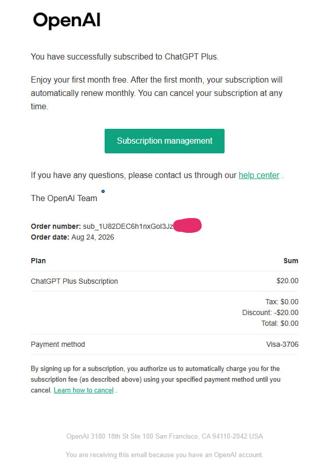 vib3coded's tweet photo. Holy shit, this is amazing! A free one-month ChatGPT subscription https://t.co/YZVH4i9Y9J