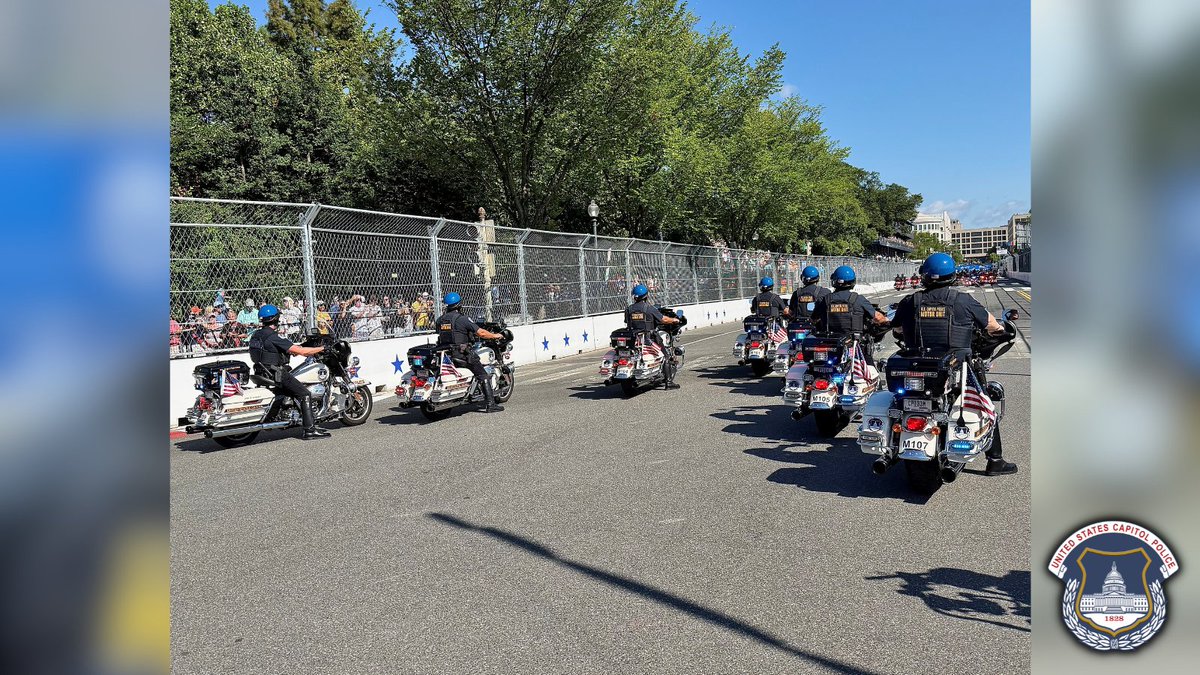 CapitolPolice's tweet photo. Sometimes you get to be a part of history in this job.

We worked with our local, state, &amp; federal partners to ensure the Freedom 250 Grand Prix went safely.

Thank you to everyone who secured the historic race -- and for letting our motors take a lap around the track. https://t.co/qufrjA4yvH