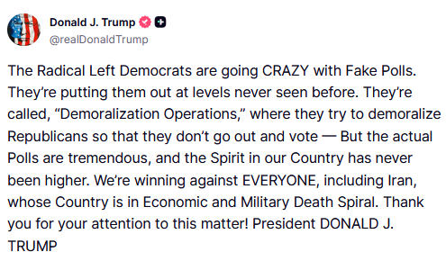 SaltyGoat17's tweet photo. Pay no attention to the BULLSHlT POLLS!!

We're kicking the LIVING DOGSHlT out of the Democrats!!

November will be EPIC!!! https://t.co/0sN7GYejRy