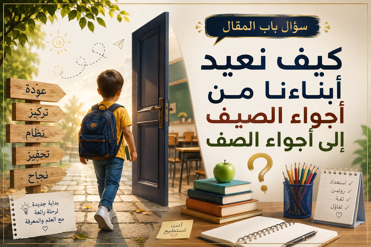 Saly__1k's tweet photo. سؤال للنقاش وباب لمقال قيد التحضير :
مع مطلع العام الدراسي 2026/2027
كيف نعيد أبناءنا من أجواء الصيف إلى أجواء الصّف؟
#سالي_محمود
#مرافئ_الحنين https://t.co/IHNo4uzsWj