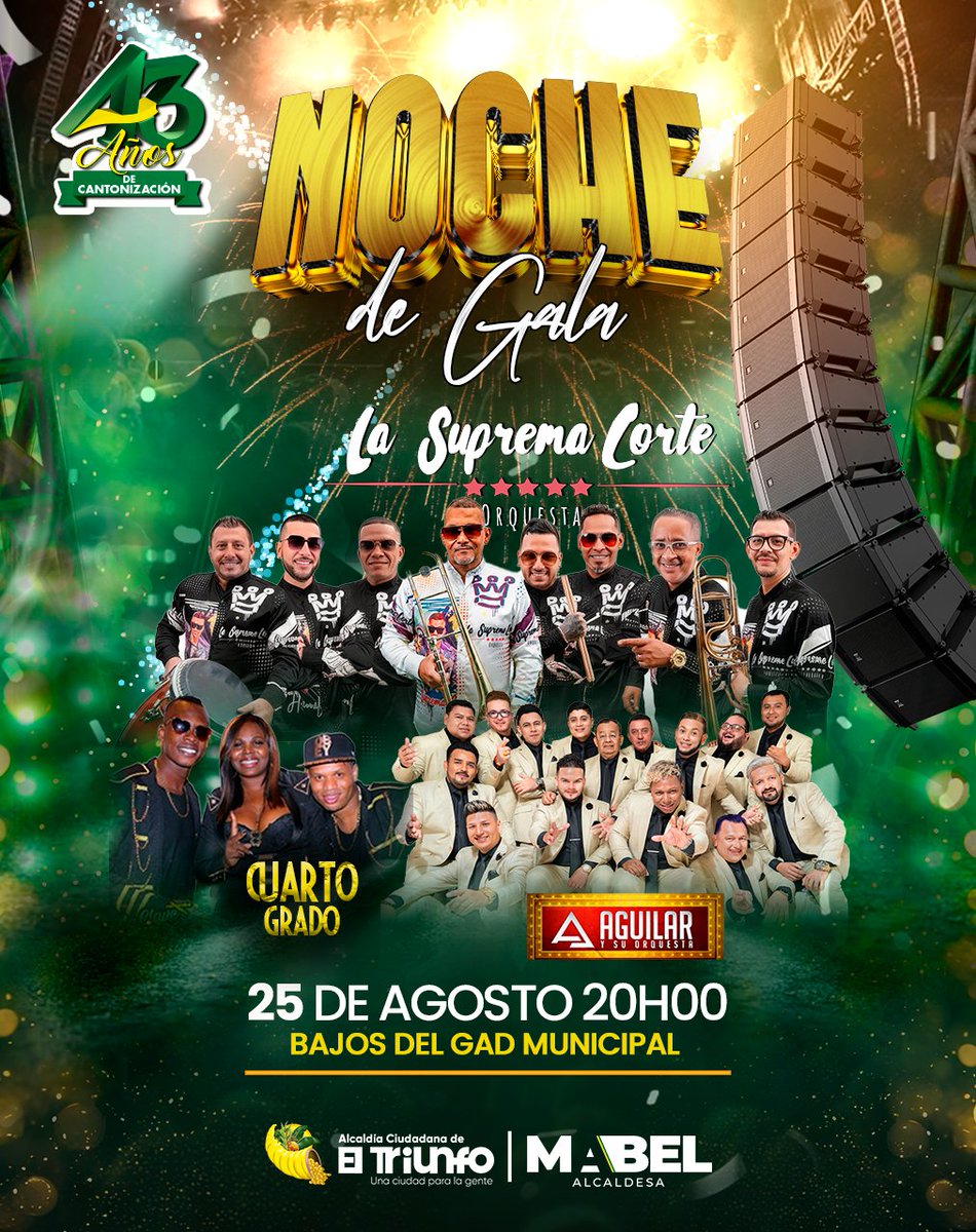 triunfo_ciudad's tweet photo. 💚💛🤍 𝑬𝒍 𝑻𝒓𝒊𝒖𝒏𝒇𝒐, 𝒕𝒊𝒆𝒓𝒓𝒂 𝒅𝒆 𝒕𝒓𝒊𝒖𝒏𝒇𝒂𝒅𝒐𝒓𝒆𝒔 ✊🏼

Celebremos juntos los 43 años de nuestra ciudad con la inolvidable Noche de Gala. 🥳🎤

📝 Nota: Debido al permiso concedido por la Comisaría Nacional, el evento iniciará de manera puntual. https://t.co/7jsAkh6poM