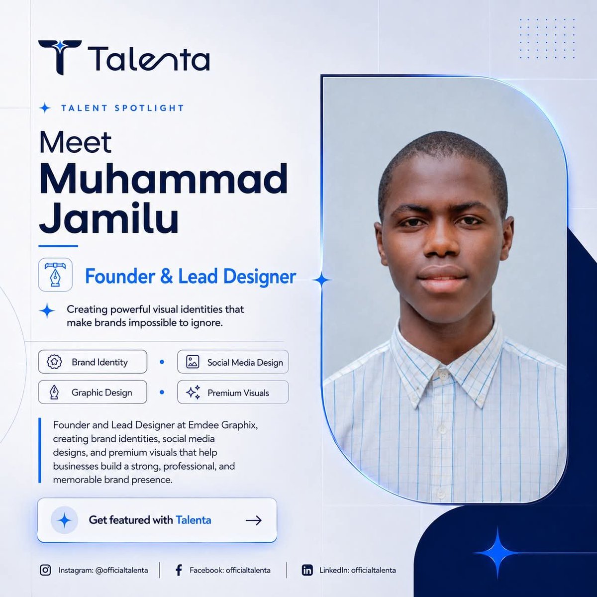 emdeegraphix1's tweet photo. Thank you ✨🥰💎

@talenta #graphicdesign #pakistandesigners #nigeriadesigners #talenta https://t.co/91IGfMtraY