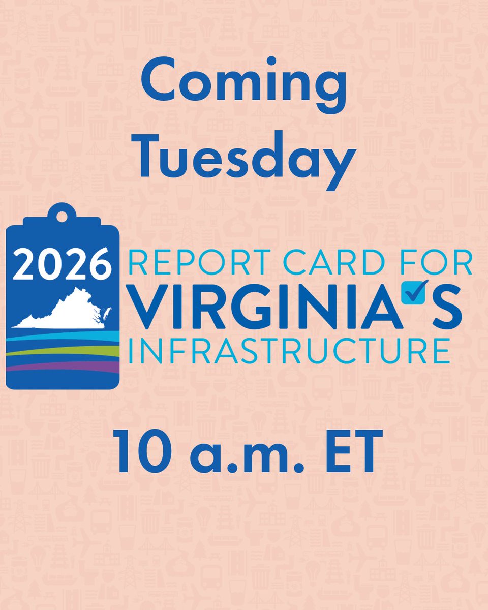 ASCEGovRel's tweet photo. New state report card coming Tuesday! The 2026 @ASCETweets Report Card for Virginia's Infrastructure will be released at 10 a.m. on August 25 outside the Capitol Bell Tower in Richmond.
Join us to see the new grades! https://t.co/rB8hKM2vLx