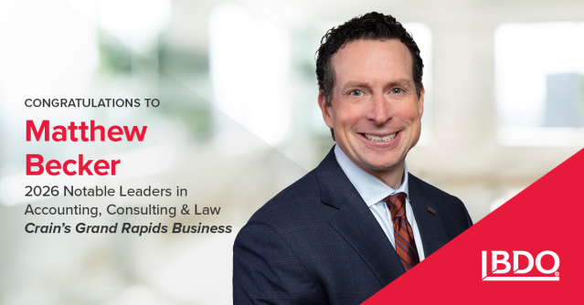 mattdyment's tweet photo. Congratulations to BDO USA’s CEO Matthew Becker on being named a 2026 Notable Leader in Accounting, Consulting &amp; Law by Crain's Grand Rapids, an honor recognizing Matthew’s vision for driving meaningful growth for our clients, people and communities. https://t.co/9sjpCG8wZy https://t.co/LL4ZY7Bhr5