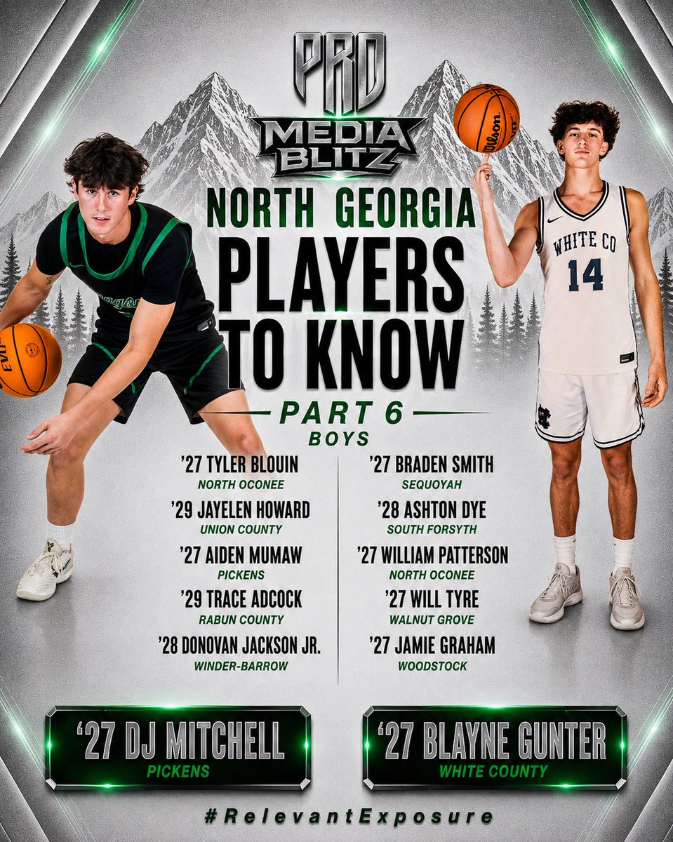 PRO_Movement1's tweet photo. ⛰️North Georgia⛰️

🔥Players to Know | Boys | Part 6🔥

North Georgia basketball has plenty of talent and we’re making sure the names you need to know are on your radar.

From Gainesville and Forsyth County to Athens and communities throughout Northeast and North Georgia, players across the region are preparing for another big high school basketball season.

Some are already established. Some are ready to take another step. And some are names you’re going to hear a lot more about very soon.

Here are some of the North Georgia players you need to know heading into the 2026–27 season.

Part 6.

#RelevantExposure