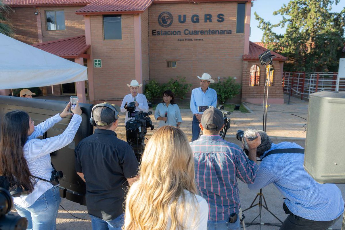 palomateranv's tweet photo. Desde la Estación Cuarentenaria de Agua Prieta, nuestro gobernador @AlfonsoDurazo se enlazó a la conferencia del pueblo de nuestra presidenta @Claudiashein para anunciar la reanudación de la exportación de ganado sonorense hacia Estados Unidos.

Sonora es el primer estado del país en reabrir la frontera a la exportación ganadera.

Nuestro reconocimiento a nuestra presidenta y a nuestro gobernador por su respaldo y compromiso con el sector ganadero y las familias sonorenses.

#SonoraSeTransforma #TierraDeOportunidades