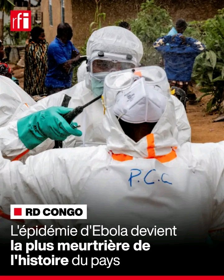 SaintLucky3b's tweet photo. 🇨🇩 L'épidémie d'Ebola, qui se propage à une vitesse inédite, est devenue ce 17 août la plus meurtrière de l'histoire de la République démocratique du Congo (RDC).
Elle dépasse en trois mois 2300 morts recensés lors de la flambée de 2018-2020, en ayant fait 2325 morts sur 4945 cas https://t.co/YvCdZhbSpf