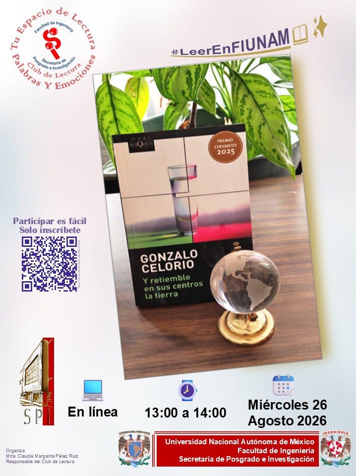 FI_SPeI's tweet photo. En #LeerEnFIUNAM el próximo miércoles iniciaremos con la lectura del libro “Y retiemble en sus centros la tierra” de✍️G.Celorio, con una mirada irónica y afectuosa📖narra aspectos de la ciudad, los habitantes y la cultura
¡Te esperamos!✨📚
#PalabrasYEmociones
#MiMomentoDeLectura https://t.co/6PzpZ8jySN